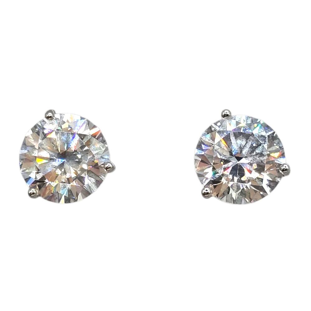 Sterling Stud Earrings 925 Brilliant Simulated Diamond Solitaire Silver Tone
